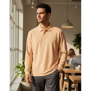 SALE Lands End Light Yellow Long Sleeve Pullover Shirt Size XL